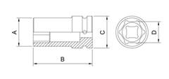 Soquete sextavado longo 1/2” 24mm 44885/124