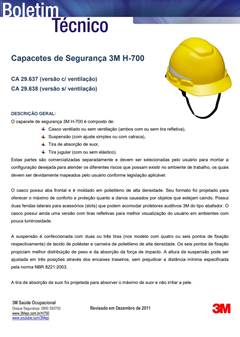 Capacete de Segurança Ventilado c/Carneira Simples 3M H700 CA29637
