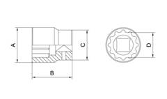 Soquete Estriado 1 x 70 mm 44911/070