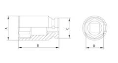 Soquete de Impacto Longo Encaixe 1” 28mm 44932/028