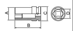 Soquete de Impacto Longo Encaixe 3/4 22mm 44893/122