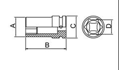 Soquete de Impacto Longo Encaixe 3/4 34mm 44893/134