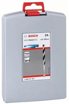 Conjuntos de Brocas Torcidas Bosch para Metal HSS PointTeQ, ProBox, 19 peças, 1 a 10 mm