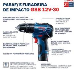 Furadeira e Parafusadeira Gsb 12v-30 C/ 2 Bat 12v 2.0 e Carregador