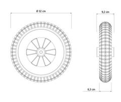 Pneu maciço de PVC expandido, Ø 320 mm x 65 mm e Roda Plástica Tramontina para Carrinho de Mão com Bucha Plástica 77740014