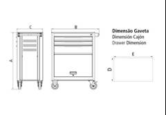 Carro para Ferramentas 5 Gavetas e 1 Porta Tramontina 44950009