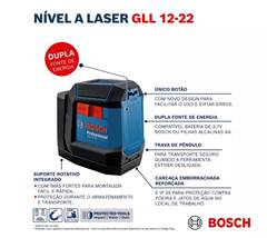 Nível A Laser 2 Linhas Vermelha 12m Bosch 0601065220